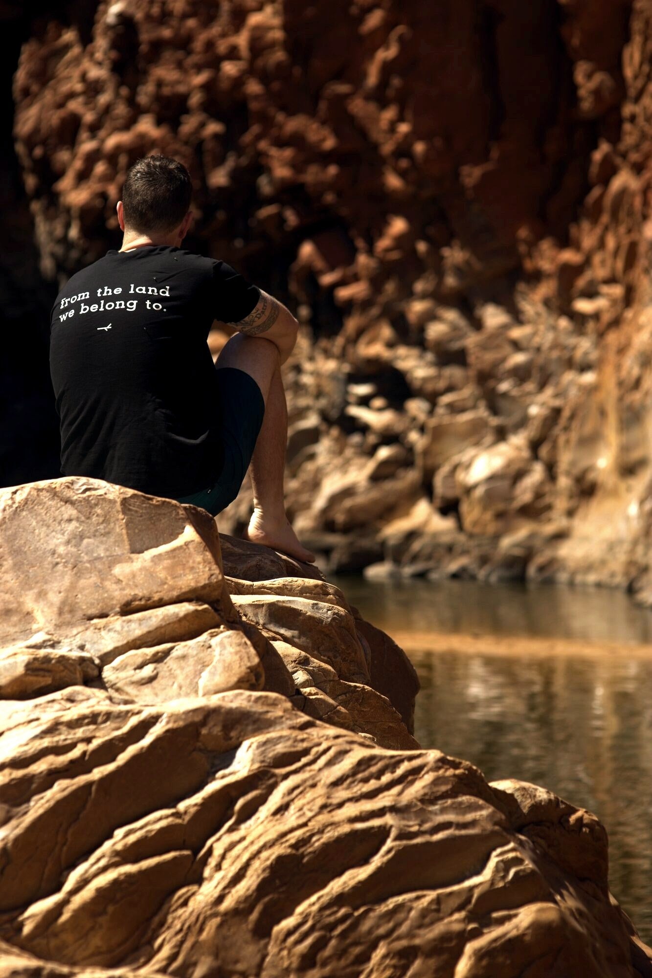 A gorge waterhole in arid country